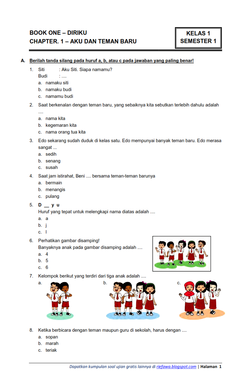 Membangun Pemahaman Holistik Contoh Soal Tematik Kelas 1 SD Kurikulum Membangun Pemahaman Holistik Contoh Soal Tematik Kelas 1 SD Kurikulum