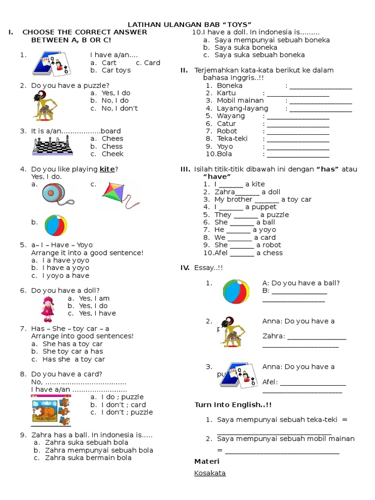 7 Rahasia Latihan Contoh Soal Bahasa Inggris Kelas 2 Semester 2 Agar Anak Cepat Pintar