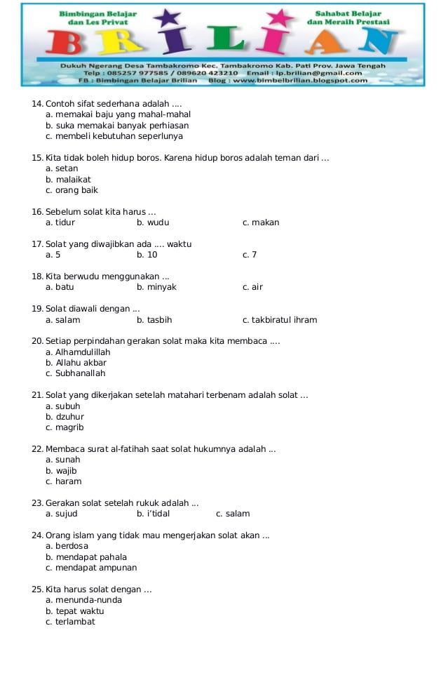 7 Rahasia Nilai A dengan Latihan Soal PAI Kelas 2 SD yang Jarang Diketahui Orang Tua