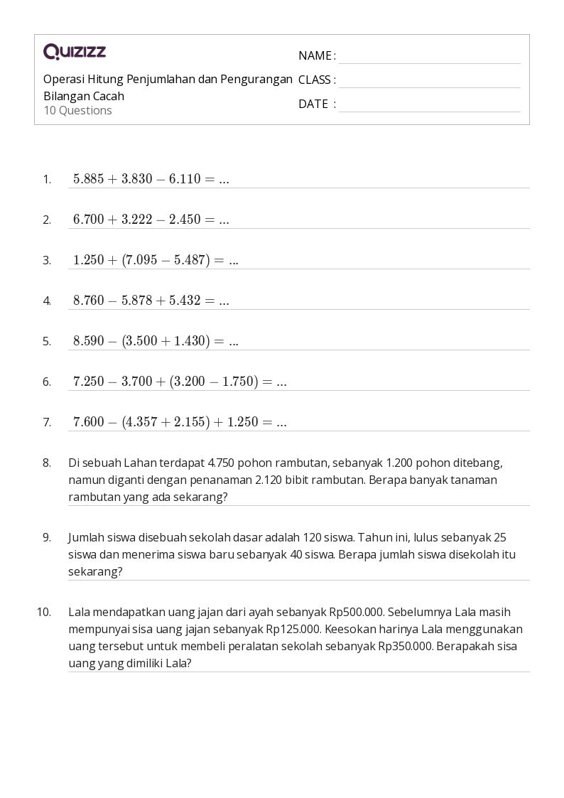 Menguak Misteri Angka Soal Cerita Operasi Hitung Bilangan Cacah untuk