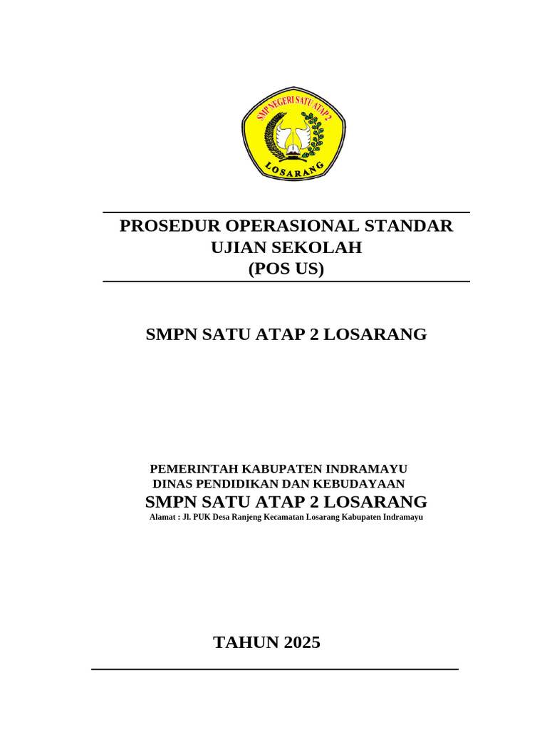 POS Ujian Sekolah SMPN 2 Losarang 2025 PDF