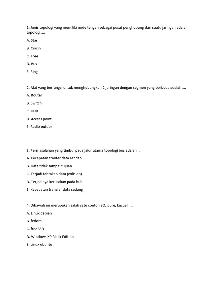 Soal dan Jawaban Jaringan Komputer PDF Soal dan Jawaban Jaringan Komputer PDF