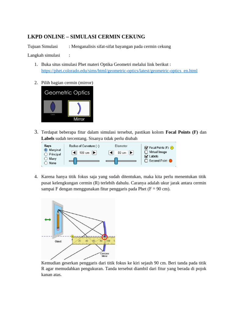 Simulasi Sifat Bayangan Cermin Cekung PDF Simulasi Sifat Bayangan Cermin Cekung PDF