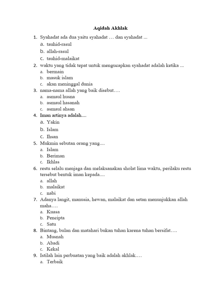 5 Contoh Soal Aqidah Akhlak Kelas 1 Semester 2 yang Wajib Dikuasai Siswa, Ternyata Ini Rahasianya