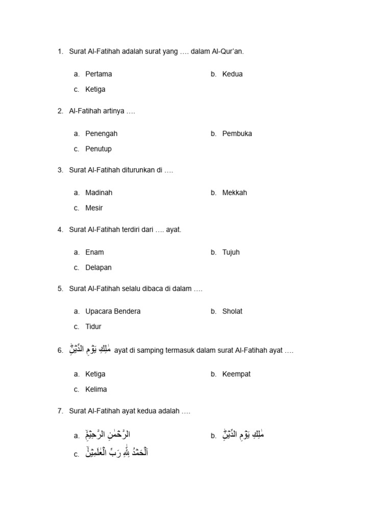 Contoh Soal Al-Quran Dan Hadits PDF
