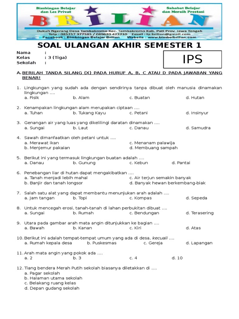 7 Contoh Soal dan Jawaban IPS Kelas 3 UKK Semester 2 yang Wajib Kamu Pelajari