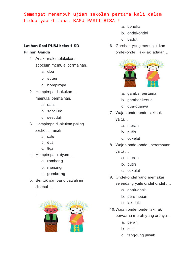 Siap Hadapi Ujian Latihan Soal PLBJ UKK Kelas 3 SD untuk Raih Hasil