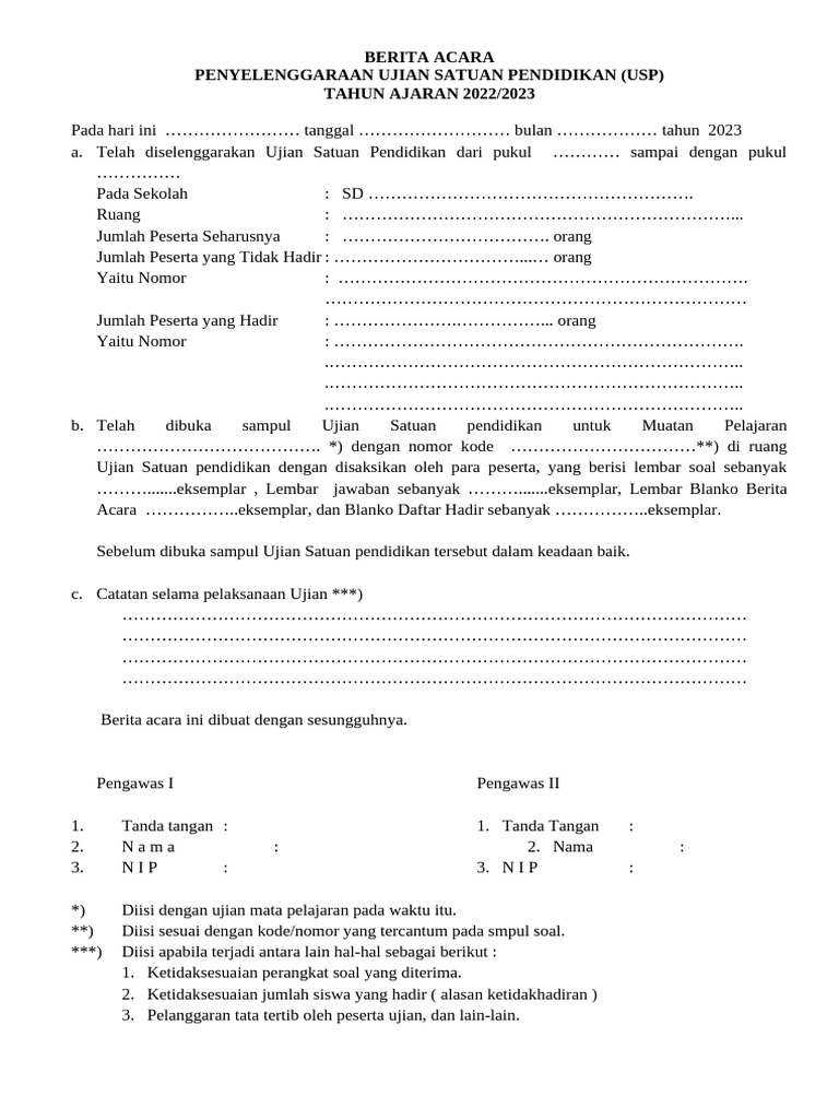 Berita Acara Ujian Sekolah 2023 PDF Berita Acara Ujian Sekolah 2023 PDF