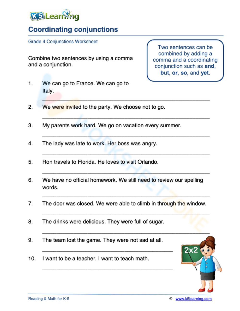 ELA CONJUNCTIONS Coordinating Conjunctions PowerPoint Worksheets x3