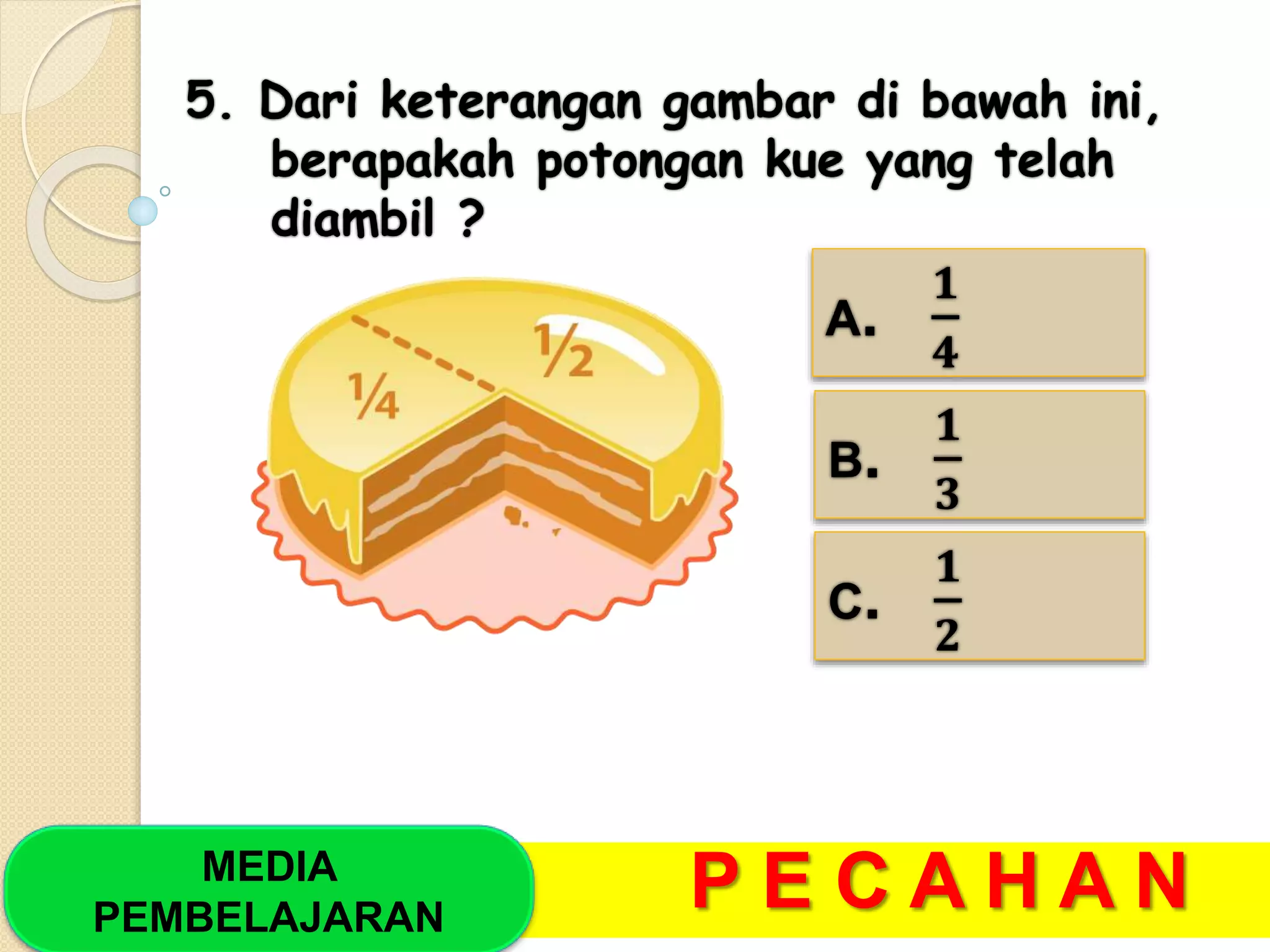 7 Ide Gambar Kue Soal Pecahan Kelas 3 SD yang Ternyata Bikin Anak Langsung Paham