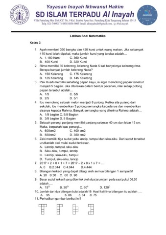 Latihan Soal Matematika Kelas 3 Menuju Babak Final Latihan Soal Matematika Kelas 3 Menuju Babak Final