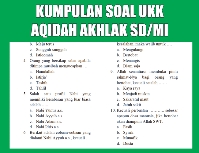 Panduan Lengkap Contoh Soal Penilaian Akhir Tahun PAT Akidah Akhlak
