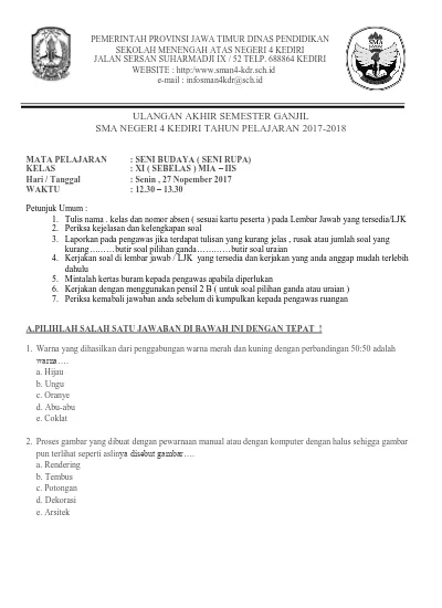 Contoh Soal PTS Seni Budaya Kelas 11 Semester 2 Ternyata Segampang Ini, Wajib Tahu Sebelum Ujian