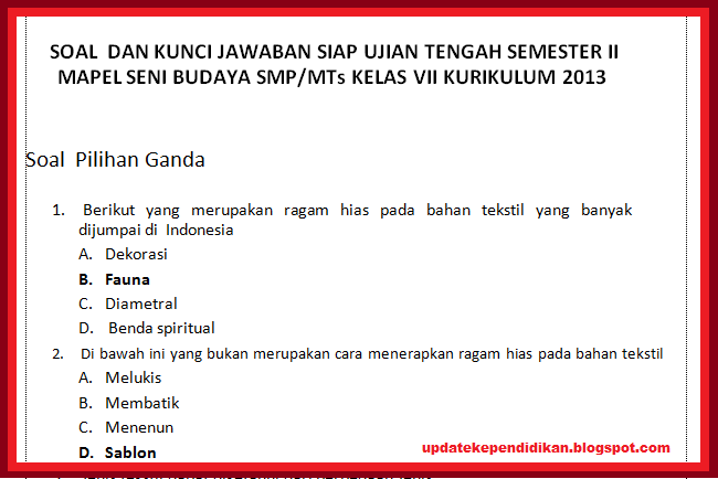 Rahasia Menguasai contoh soal pts sbk kelas 7 semester 2 kurikulum 2013 untuk ujian 2026