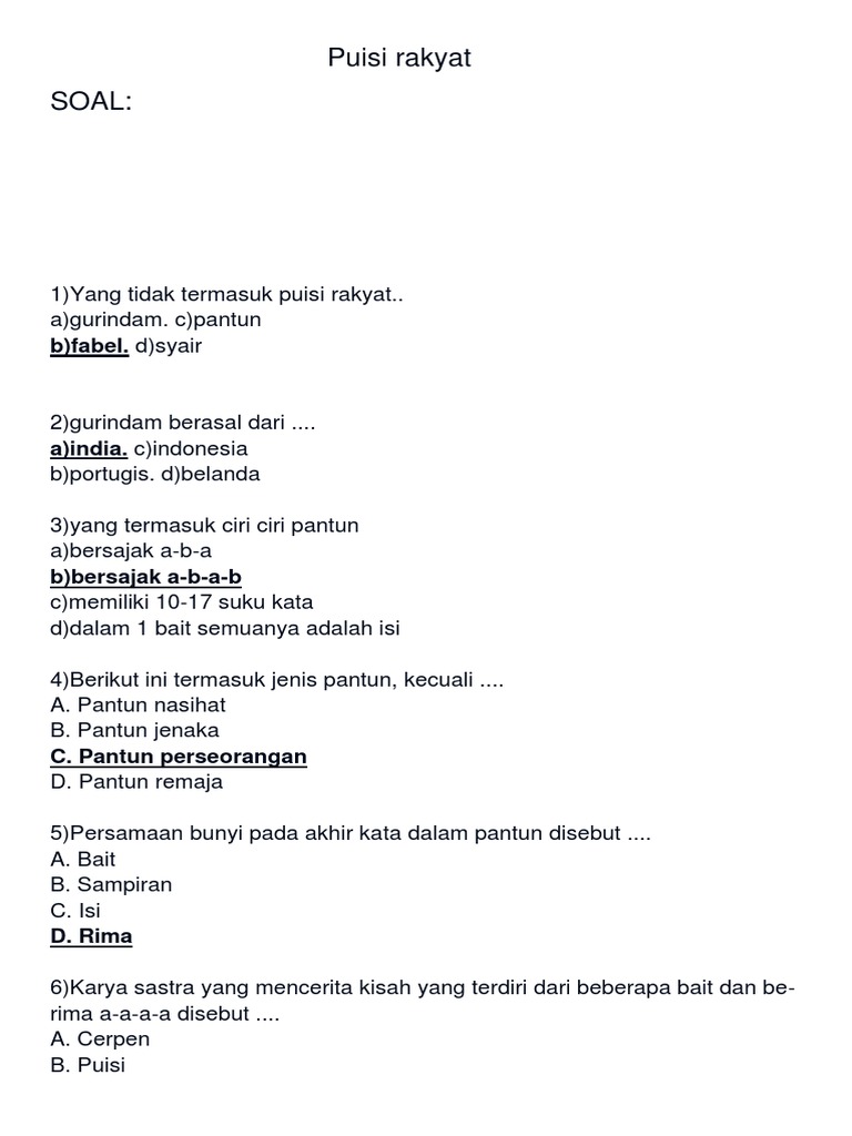 Rahasia contoh soal puisi rakyat kelas 7 semester 2 yang Wajib Tahu di 2026 Sebelum Ujian