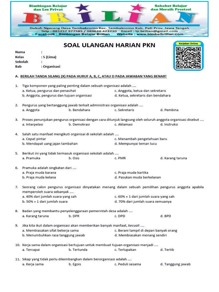 Ternyata Ini Dia 7 Trik Jitu Menaklukkan Latihan Soal Bab 3 PKN Kelas 5 Organisasi Sebelum Terlambat