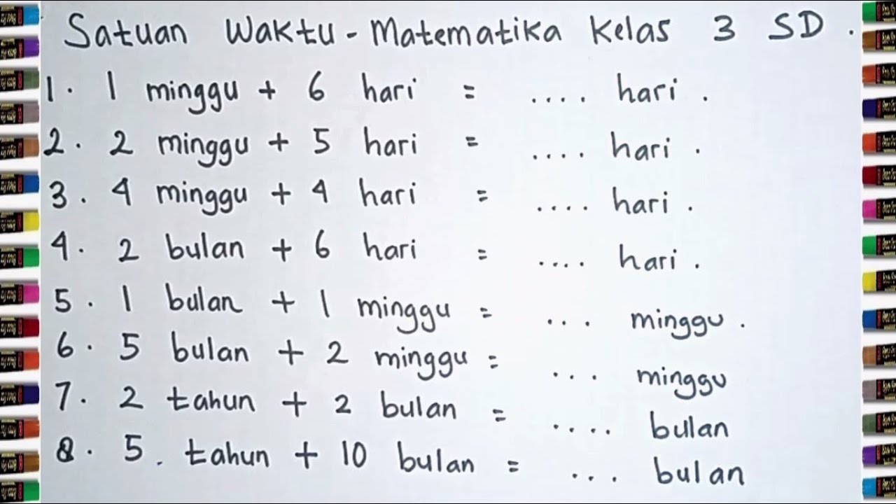 Belajar Matematika Kelas 3 Sd Menghitung Satuan Waktu Hari Minggu Belajar Matematika Kelas 3 Sd Menghitung Satuan Waktu Hari Minggu