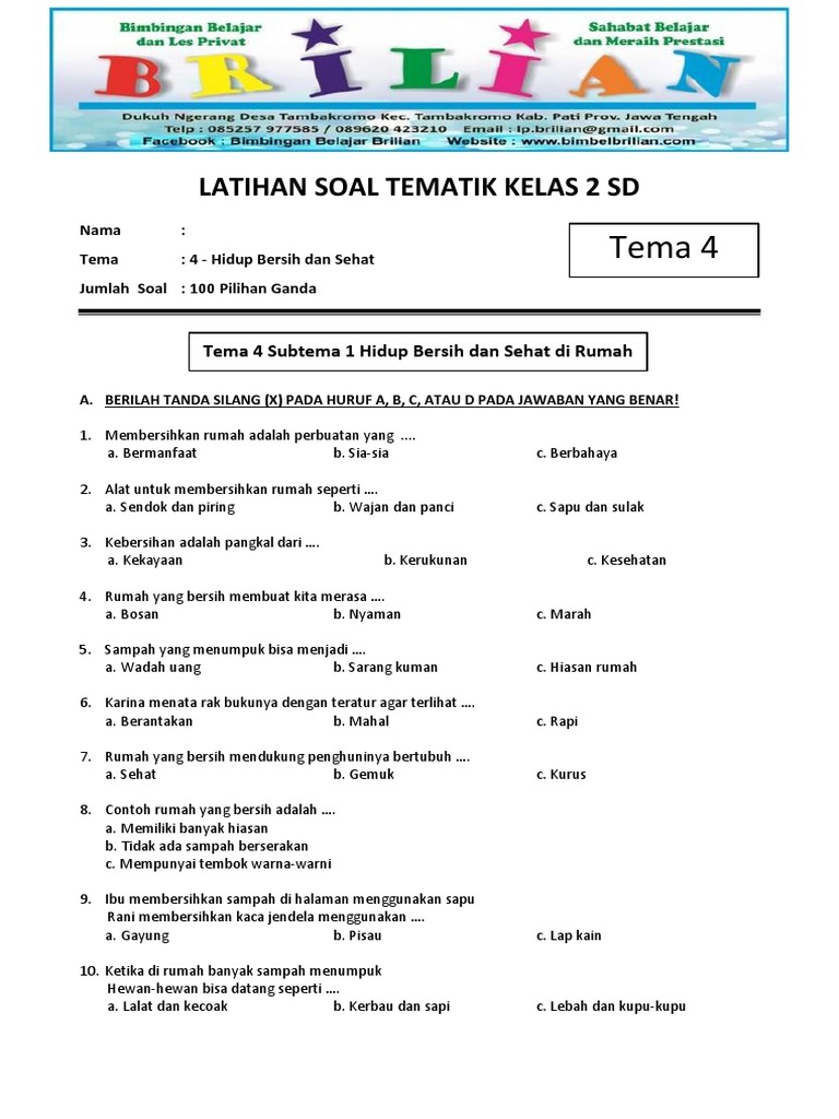Rahasia Skor Sempurna dengan Latihan Soal Tematik 4 Kelas 2 SD Semester 1 Terbaru