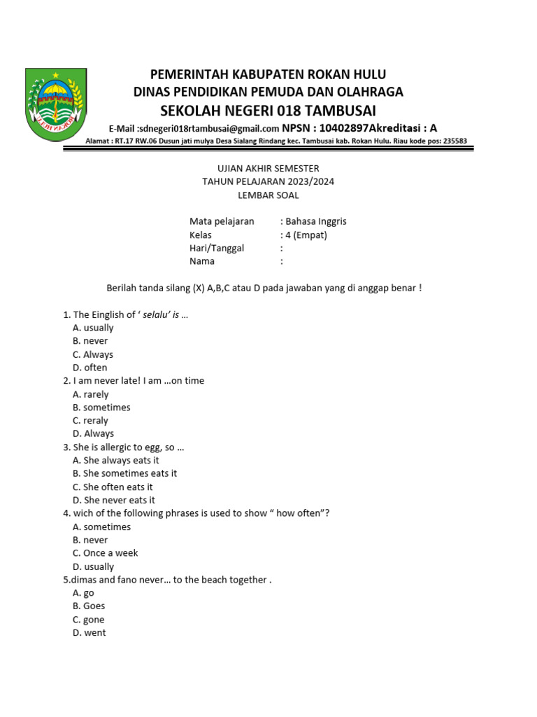 Wajib Tahu Bocoran kependidikan.com soal un kelas 4 Agar Nilai Siswa Melambung Tinggi