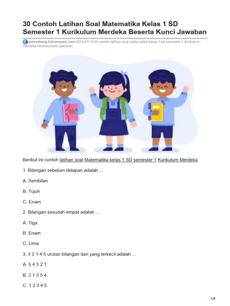 Wajib Tahu Rahasia Materi Soal Kelas 1 SD Agar Anak Cepat Pintar dan Berprestasi